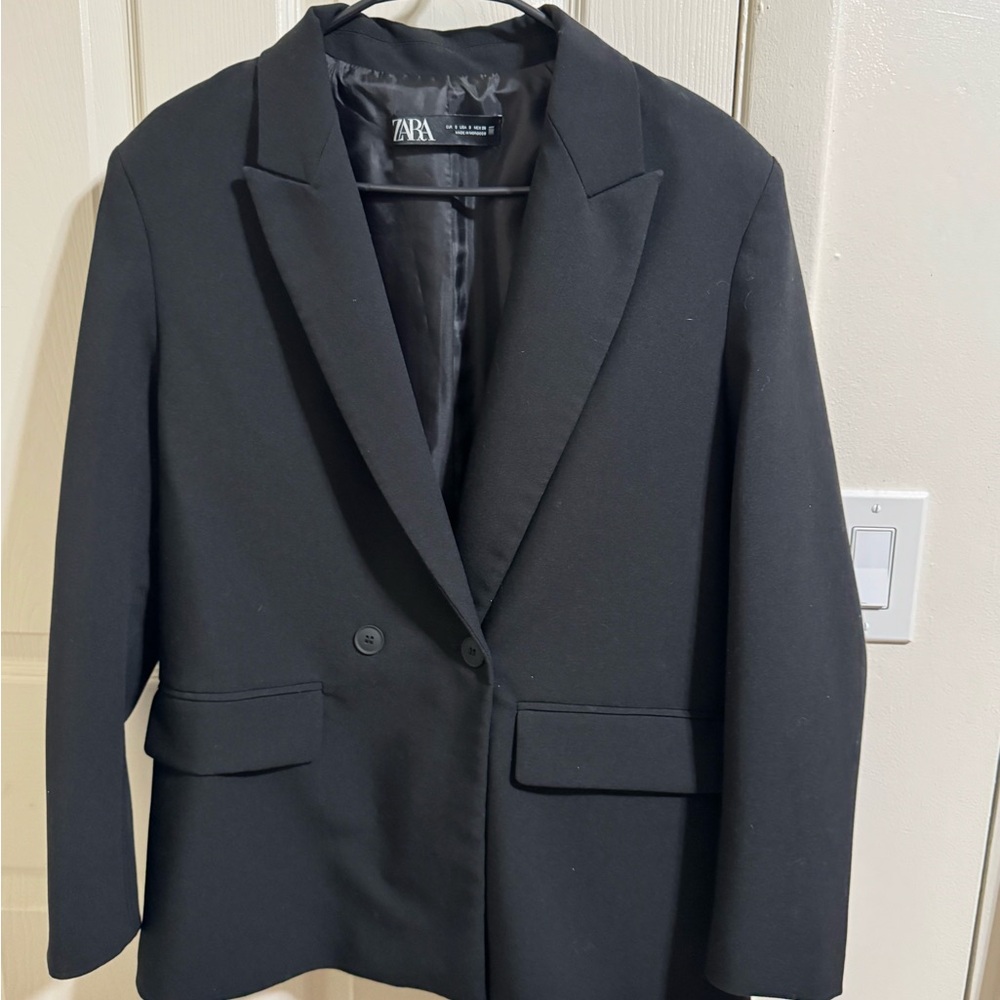 Zara Women's Classic Blazer Button Black Suit Jacket